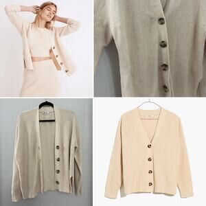 Madewell Cream Minimalist Capsule Grandpa Boxy Birchmoor Cardigan Sweater M